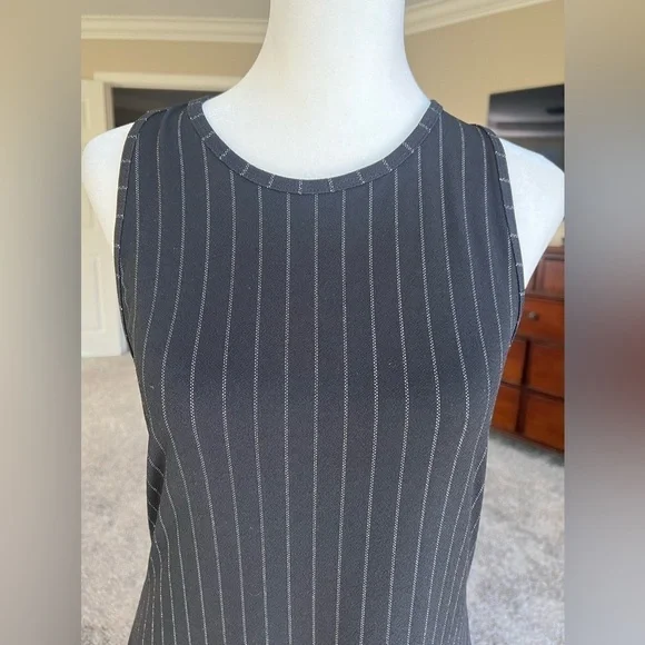 BANANA republic twist racer back dress, side slit, black pin stripe, small - Picture 5 of 11